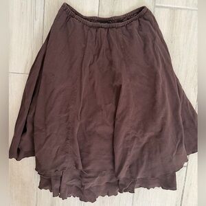 Brown Layered Women's Midi Skirt